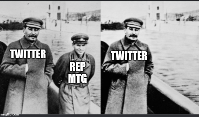 Twitter censors conservatives | TWITTER; TWITTER; REP MTG | image tagged in twitter,censorship,republicans,fascism | made w/ Imgflip meme maker