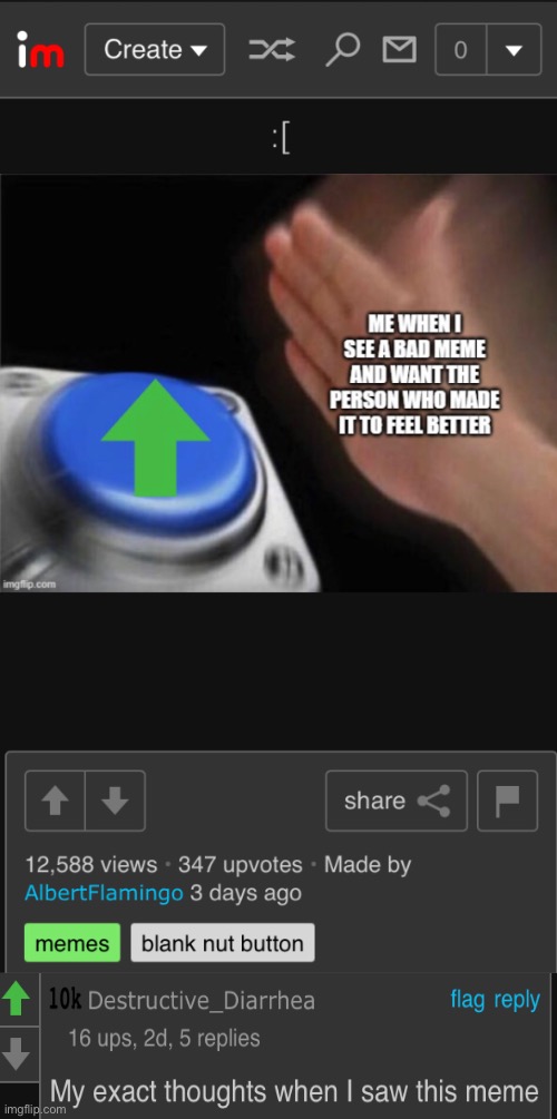 Tbf the original post wasn’t that good of a Meme | made w/ Imgflip meme maker