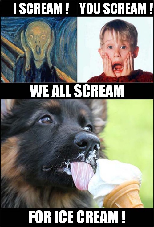 When It's Just Too Hot ! | YOU SCREAM ! I SCREAM ! WE ALL SCREAM; FOR ICE CREAM ! | image tagged in song lyrics,scream,ice cream | made w/ Imgflip meme maker