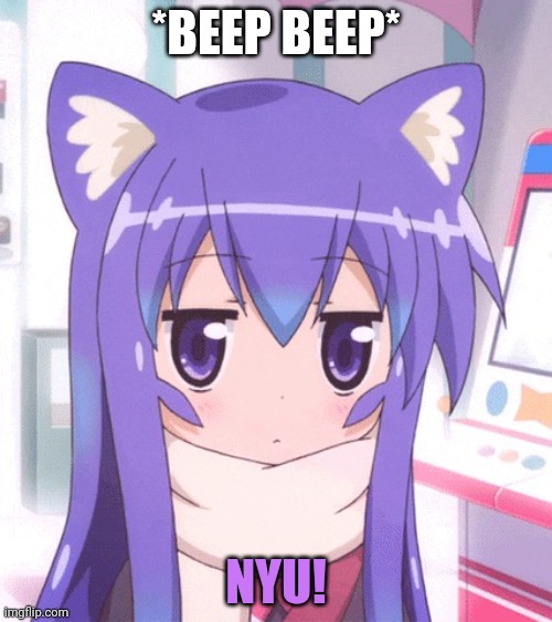 Robot cat girls attack! | *BEEP BEEP*; NYU! | image tagged in anime nyan,robot,cat,girls,run for the hills | made w/ Imgflip meme maker