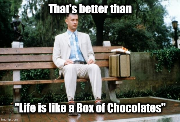 Forrest Gump | That's better than "Life is like a Box of Chocolates" | image tagged in forrest gump | made w/ Imgflip meme maker