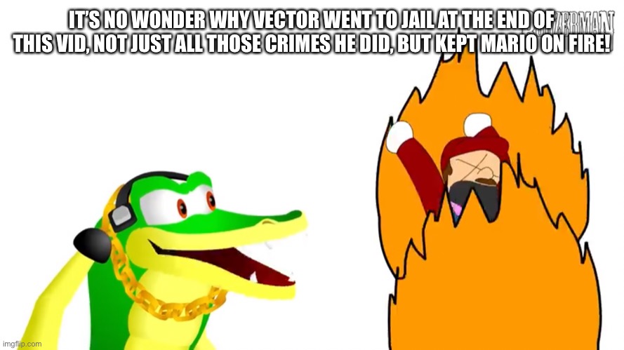 Sonic Paradox shit | IT’S NO WONDER WHY VECTOR WENT TO JAIL AT THE END OF THIS VID, NOT JUST ALL THOSE CRIMES HE DID, BUT KEPT MARIO ON FIRE! | made w/ Imgflip meme maker