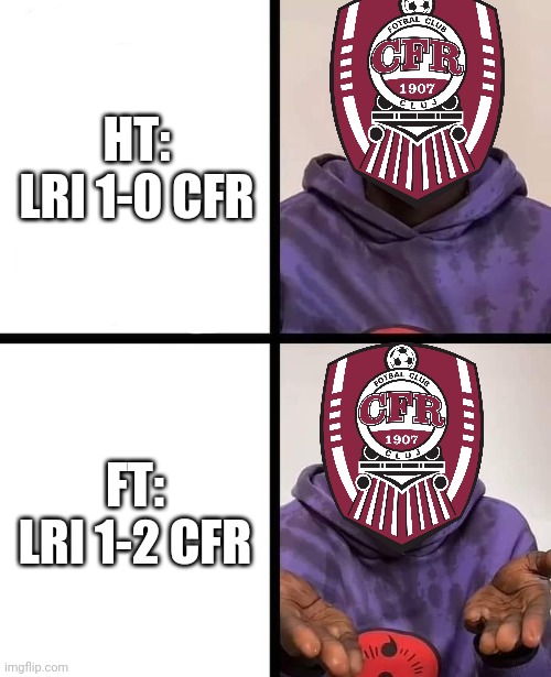 Lincoln Red Imps 1 CFR CLUJ 2 |  HT: LRI 1-0 CFR; FT: LRI 1-2 CFR | image tagged in khaby lame meme,cfr cluj,fotbal,champions league,funny,memes | made w/ Imgflip meme maker