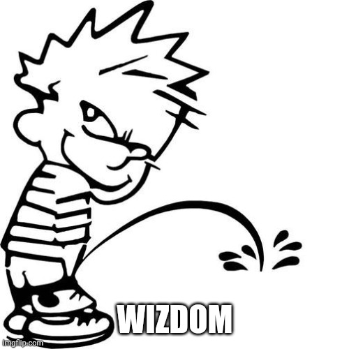 Calvin Peeing | WIZDOM | image tagged in calvin peeing | made w/ Imgflip meme maker