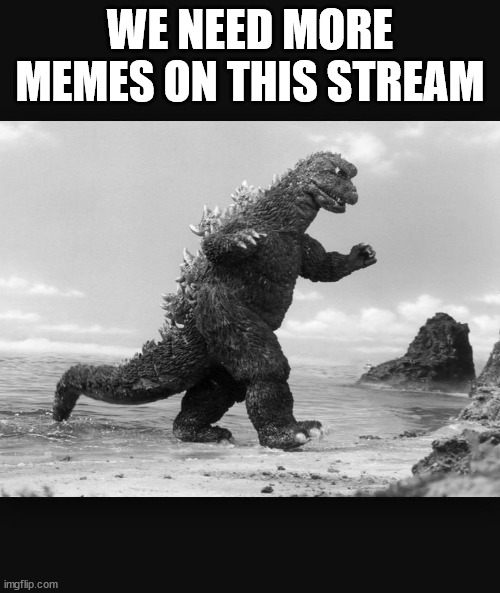 Godzilla  | WE NEED MORE MEMES ON THIS STREAM | image tagged in godzilla | made w/ Imgflip meme maker