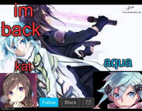 fem kirito | im back | image tagged in fem kirito | made w/ Imgflip meme maker