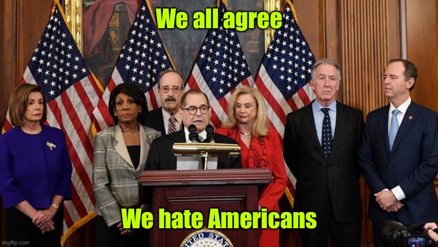 House Democrats | We all agree We hate Americans | image tagged in house democrats | made w/ Imgflip meme maker