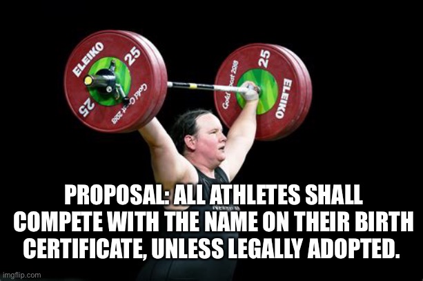 China will use trans athletes in the near future to dominate Olympics | PROPOSAL: ALL ATHLETES SHALL COMPETE WITH THE NAME ON THEIR BIRTH CERTIFICATE, UNLESS LEGALLY ADOPTED. | image tagged in womens rights | made w/ Imgflip meme maker