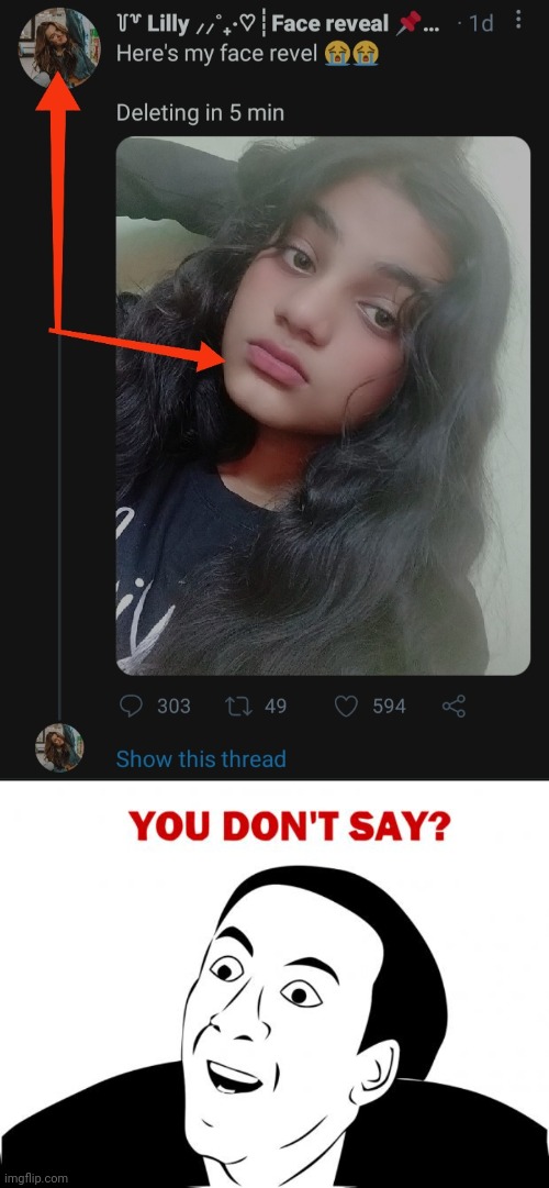 Woman make face reveal but profile pic was the same face all the time | image tagged in memes,you don't say | made w/ Imgflip meme maker