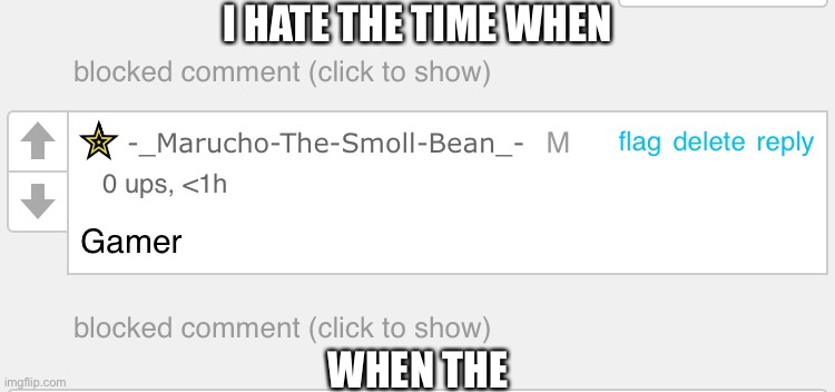 2 blocked comments, what can possibly goes wrong | I HATE THE TIME WHEN; WHEN THE | made w/ Imgflip meme maker