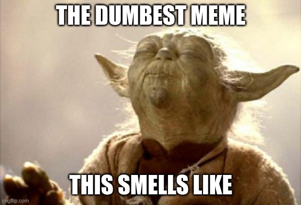 yoda smell | THE DUMBEST MEME THIS SMELLS LIKE | image tagged in yoda smell | made w/ Imgflip meme maker