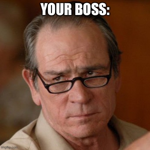 Tommy Lee Jones Are you serious | YOUR BOSS: | image tagged in tommy lee jones are you serious | made w/ Imgflip meme maker