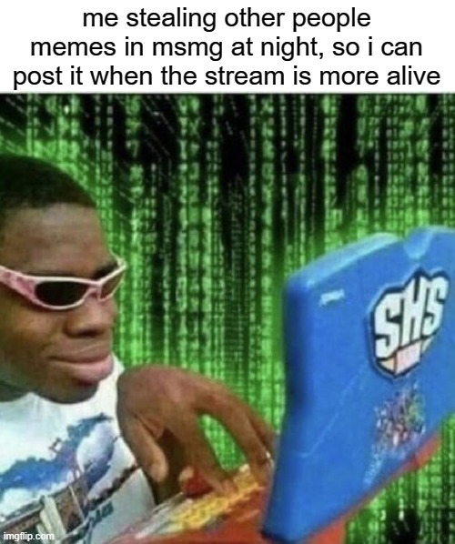 Ryan Beckford | me stealing other people memes in msmg at night, so i can post it when the stream is more alive | image tagged in ryan beckford | made w/ Imgflip meme maker