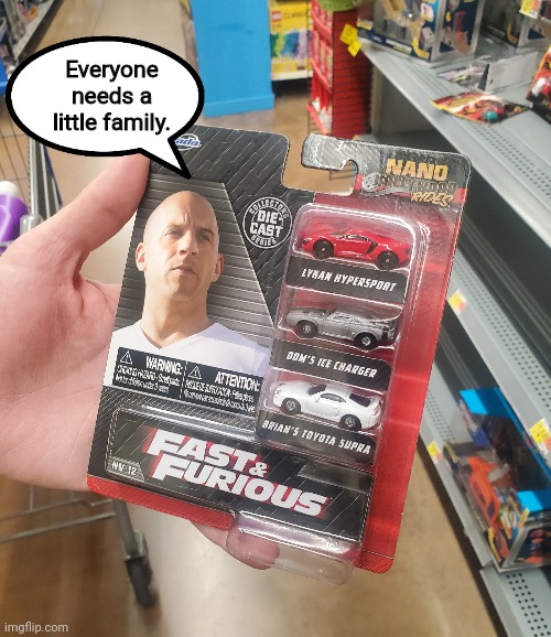 Check it out | Everyone needs a little family. | image tagged in fast and furious,cars | made w/ Imgflip meme maker