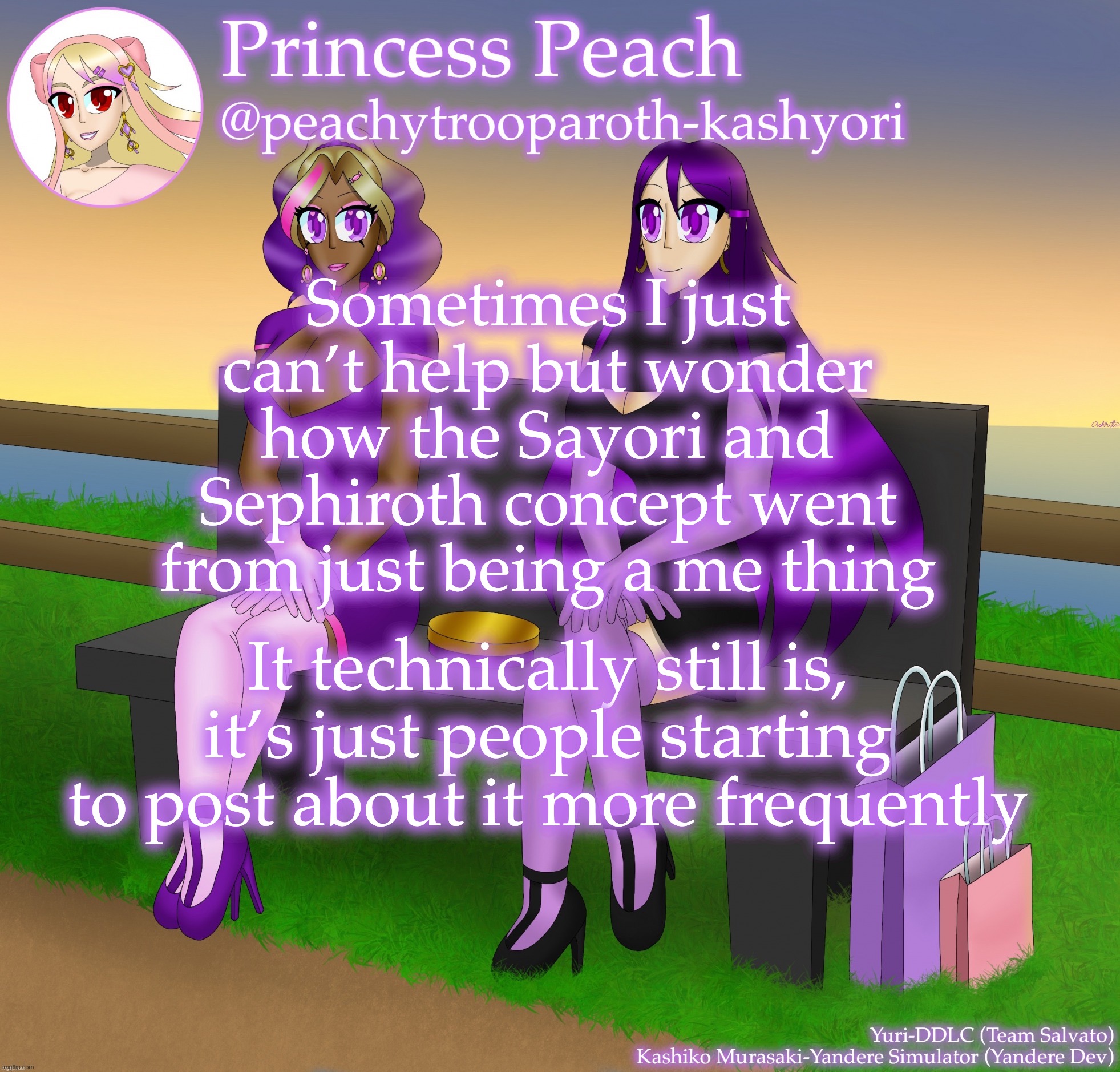 Yuri and Kashiko Murasaki | Sometimes I just can’t help but wonder how the Sayori and Sephiroth concept went from just being a me thing; It technically still is, it’s just people starting to post about it more frequently | image tagged in yuri and kashiko murasaki,sayori and sephiroth | made w/ Imgflip meme maker