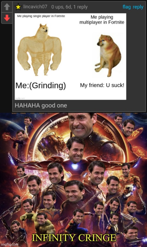 image tagged in infinity cringe | made w/ Imgflip meme maker