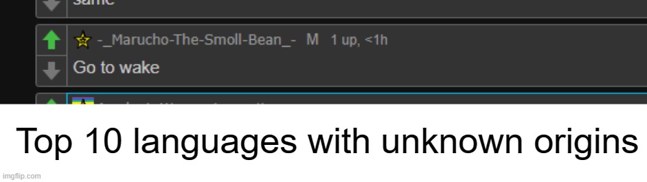 no offense | Top 10 languages with unknown origins | made w/ Imgflip meme maker