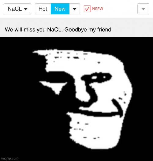I miss NaCL as well, I haven’t seen them in a while | image tagged in depressed troll face | made w/ Imgflip meme maker