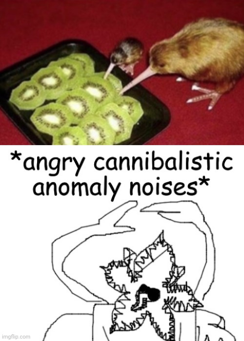 Kiwis eating a kiwi | image tagged in angry cannibalistic anomaly noises,kiwi,cannibalism,funny,memes,funny memes | made w/ Imgflip meme maker
