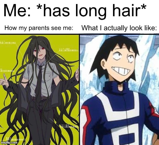 im fine with sero's hair | image tagged in anime girl,long hair,my hero academia,hanta sero | made w/ Imgflip meme maker