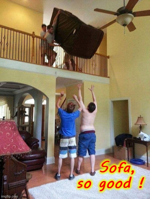 Sofa, so good ! | Sofa,
so good ! | image tagged in congratulations gold dick award | made w/ Imgflip meme maker
