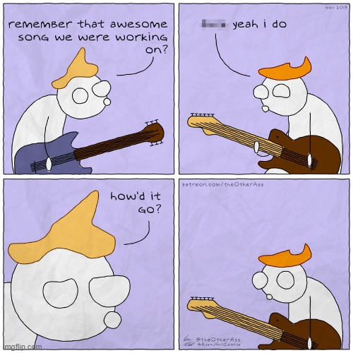 Musician's Loss Of Thought | image tagged in memes,comics,band,bass,player,thought | made w/ Imgflip meme maker