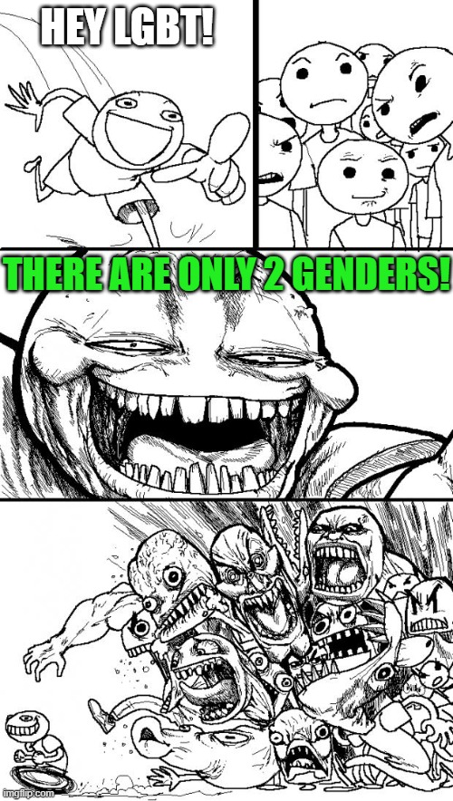 Hey Internet Meme | HEY LGBT! THERE ARE ONLY 2 GENDERS! | image tagged in memes,hey internet,lgbtq,lgbt,gender,2 genders | made w/ Imgflip meme maker