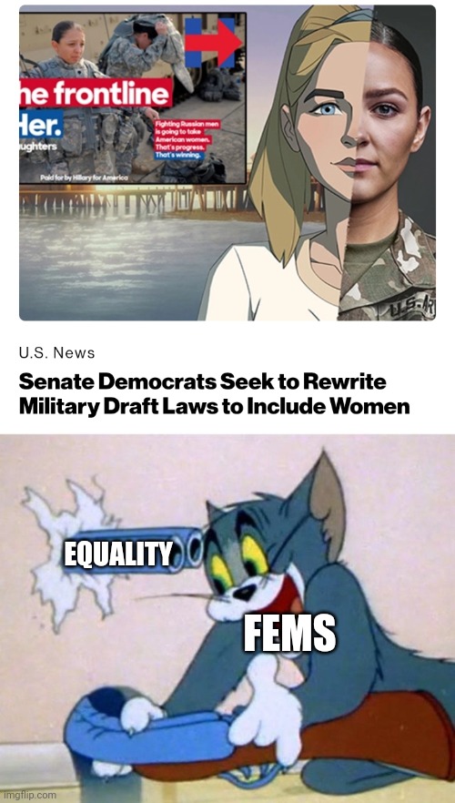 EQUALITY; FEMS | image tagged in tom and jerry | made w/ Imgflip meme maker