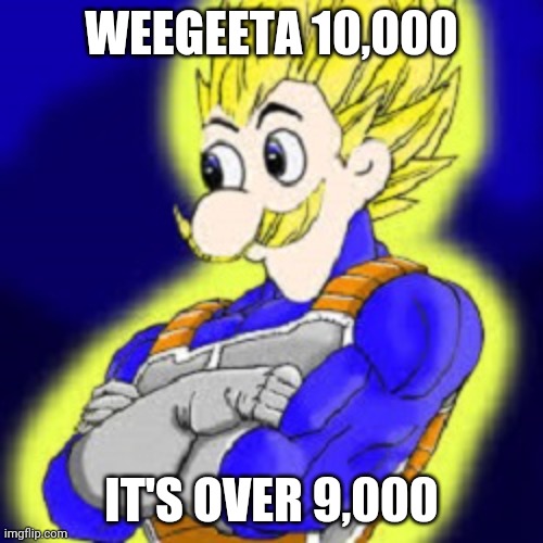 Super Saiyan Weegee | WEEGEETA 10,000 IT'S OVER 9,000 | image tagged in super saiyan weegee | made w/ Imgflip meme maker