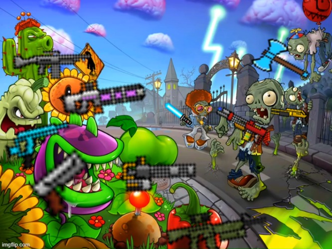 pvz GUNS | image tagged in pvz | made w/ Imgflip meme maker