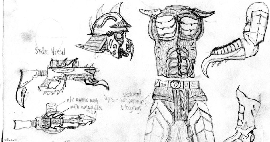 Gigan-Kumagara inspired bio armor for trooper design | image tagged in armor | made w/ Imgflip meme maker