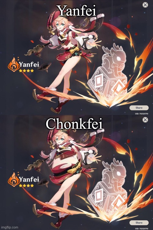 Yanfei; Chonkfei | made w/ Imgflip meme maker