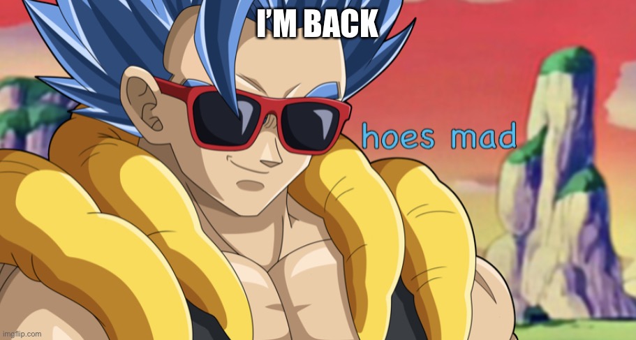 hoes mad gogeta | I’M BACK | image tagged in hoes mad gogeta | made w/ Imgflip meme maker