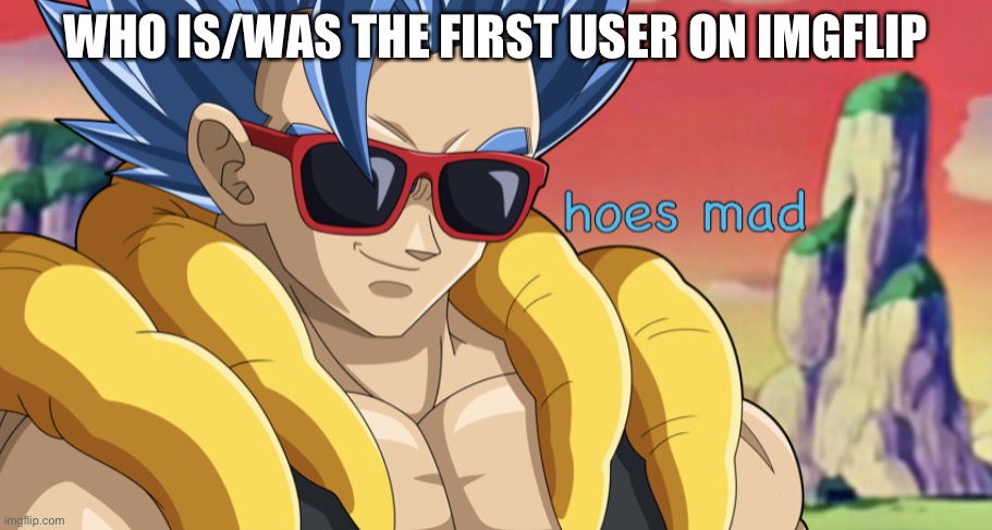 hoes mad gogeta | WHO IS/WAS THE FIRST USER ON IMGFLIP | image tagged in hoes mad gogeta | made w/ Imgflip meme maker