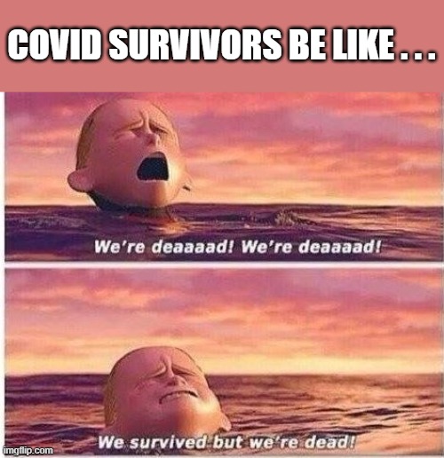 When the Pandemic is Over | COVID SURVIVORS BE LIKE . . . | image tagged in we survived but we're dead | made w/ Imgflip meme maker