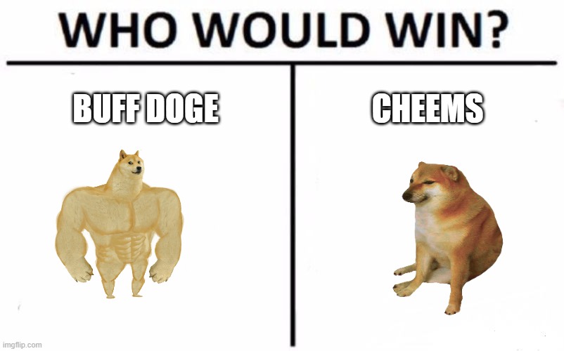 Who Would Win? Meme | BUFF DOGE; CHEEMS | image tagged in memes,who would win | made w/ Imgflip meme maker