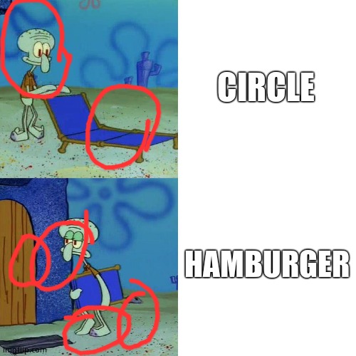 Squidward chair | CIRCLE; HAMBURGER | image tagged in squidward chair | made w/ Imgflip meme maker