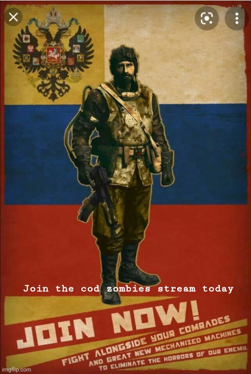 Nikolai | Join the cod zombies stream today | image tagged in nikolai | made w/ Imgflip meme maker