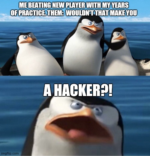 online games | ME BEATING NEW PLAYER WITH MY YEARS OF PRACTICE. THEM:  WOULDN'T THAT MAKE YOU; A HACKER?! | image tagged in wouldn't that make you | made w/ Imgflip meme maker