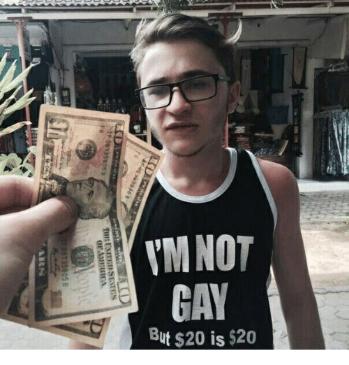 Not gay 20 Dollars Blank Meme Template