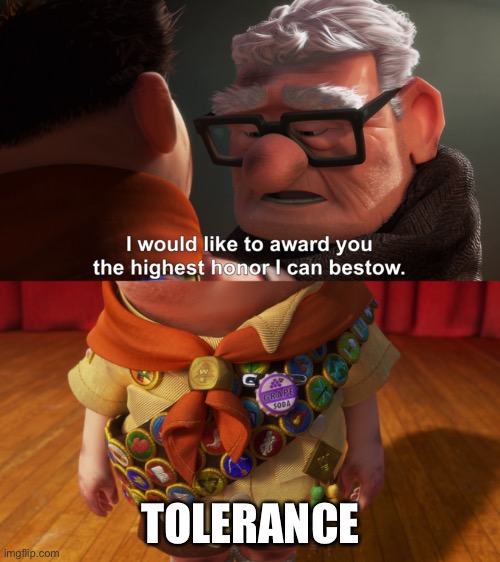 Highest Honor | TOLERANCE | image tagged in highest honor | made w/ Imgflip meme maker