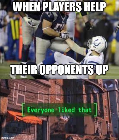 I love great sportsmanship | WHEN PLAYERS HELP; THEIR OPPONENTS UP | image tagged in everyone liked that | made w/ Imgflip meme maker