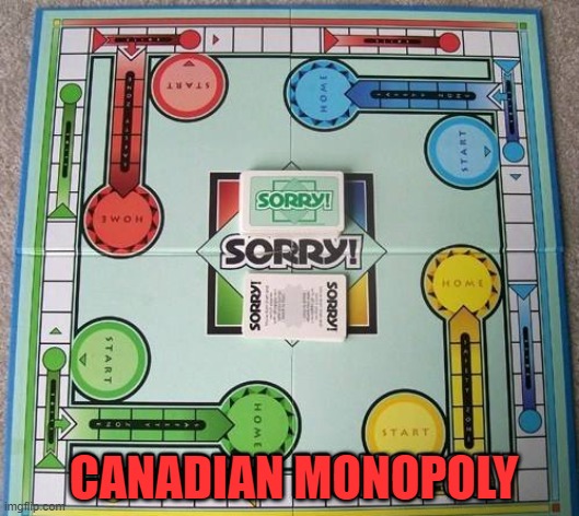 Apologies | CANADIAN MONOPOLY | image tagged in sorry,game,monopoly,canada,funny meme | made w/ Imgflip meme maker