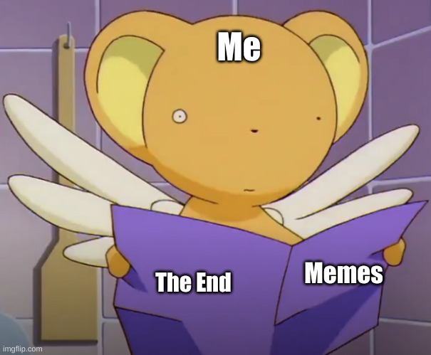 Reading Memes | Me; Memes; The End | image tagged in kero read | made w/ Imgflip meme maker