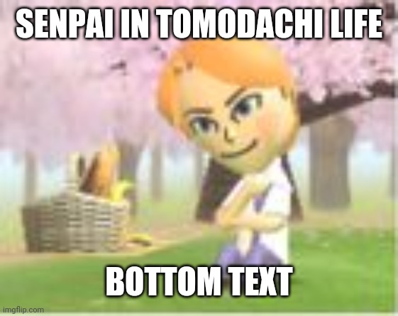 SENPAI IN TOMODACHI LIFE; BOTTOM TEXT | made w/ Imgflip meme maker