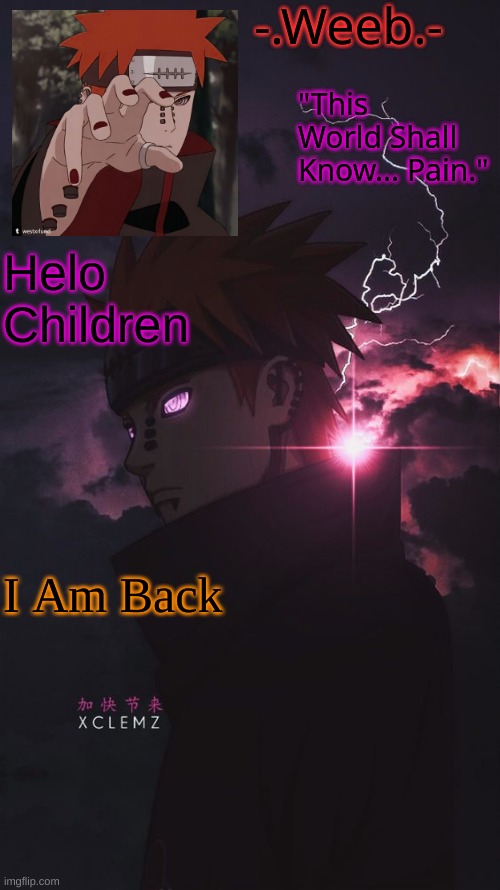 Pain Temp | Helo Children; I Am Back | image tagged in pain temp | made w/ Imgflip meme maker