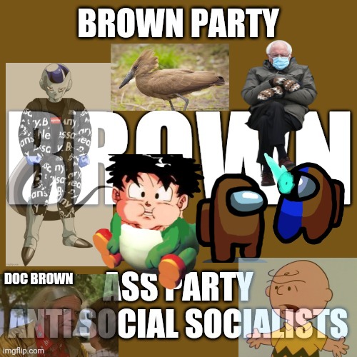 brown party | DOC BROWN | image tagged in charlie brown,doc brown,ass,brown,party,shift confirmed | made w/ Imgflip meme maker