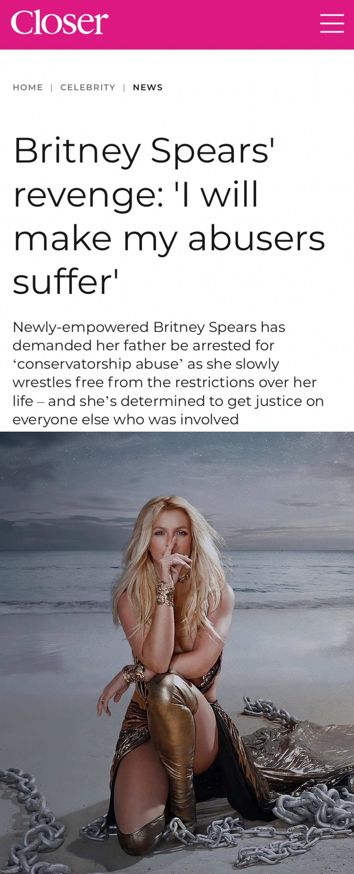 Britney sheds her chains. | image tagged in free britney,britney spears chains,freebritney,chains,singer,abuse | made w/ Imgflip meme maker