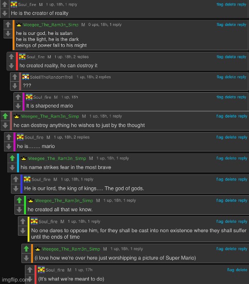 Me and weegee last night just sharpening a drawing he made of Mario and worshipping it | image tagged in e | made w/ Imgflip meme maker