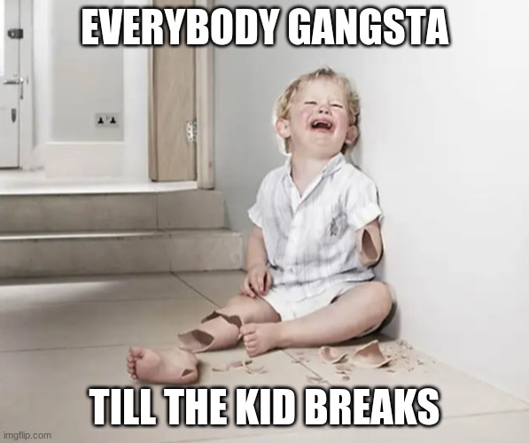 what??? |  EVERYBODY GANGSTA; TILL THE KID BREAKS | image tagged in memes,funny | made w/ Imgflip meme maker